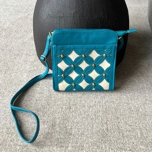 Crossbody handbag in turquoise with gold details NWT